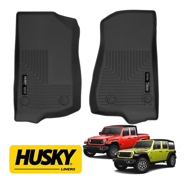【HUSKY LINERS 正規品】X-act Contour オールウェザーフロアマット ラバーマット ブラック 54531 フロント 1列目 左右分セット ジープ JL ラングラー | JT グラディエーター 左ハンドル/右ハンドル共通 ハスキーライナーズ