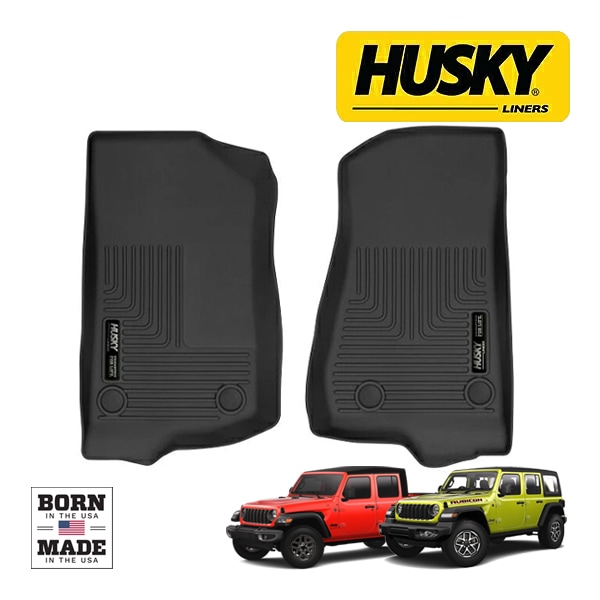 【HUSKY LINERS 正規品】X-act Contour オールウェザーフロアマット ラバーマット ブラック 54531 フロント 1列目 左右分セット ジープ JL ラングラー | JT グラディエーター 左ハンドル/右ハンドル共通 ハスキーライナーズ