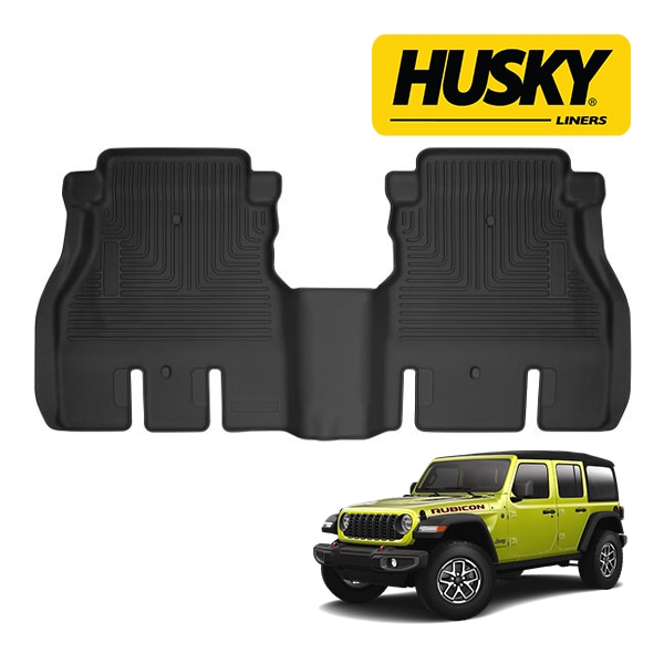 【HUSKY LINERS 正規品】X-act Contour オールウェザーフロアマット ラバーマット ブラック 54631 リア 2列目 後部座席 セカンドシート ジープ JL ラングラー4ドア ハスキーライナーズ