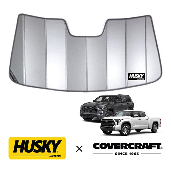 【HUSKY LINERS 正規品】専用設計 CUSTOM FIT フロント サンシェード シルバー 97014 3層構造 吸盤不要 折りたたみ式 トヨタ 22y- タンドラ | 23y- セコイア ハスキーライナーズ