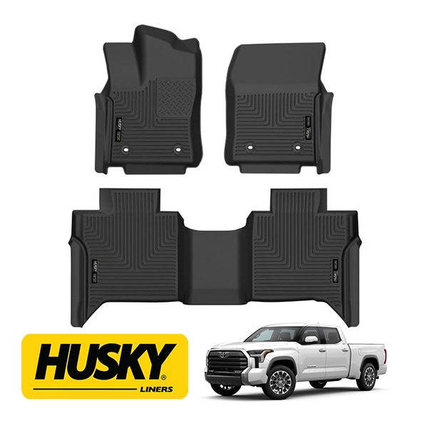【HUSKY LINERS 正規品】X-act Contour オールウェザーフロアマット ラバーマット ブラック 53798 フロント&リア 左右分セット 22y- トヨタ タンドラ クルーマックス ハスキーライナーズ