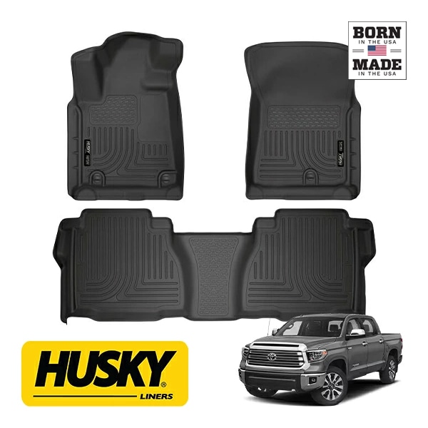 【HUSKY LINERS 正規品】WEATHERBEATER オールウェザーフロアマット ラバーマット ブラック 99581 フロント&リア 左右分セット 14-21y トヨタ タンドラ クルーマックス ハスキーライナーズ