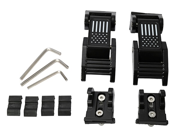 【AUTO SPEED AUTO PARTS 正規品】ボンネットフードラッチ フードロック 1台分 1セット ブラック 星条旗 ジープ JL ラングラー | JT グラディエーター
