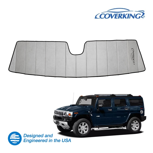 【CoverKing 正規品】専用設計 サンシェード シルバー 吸盤不要 折りたたみ式 3層構造 ケース付 03-09y ハマー H2 カバーキング