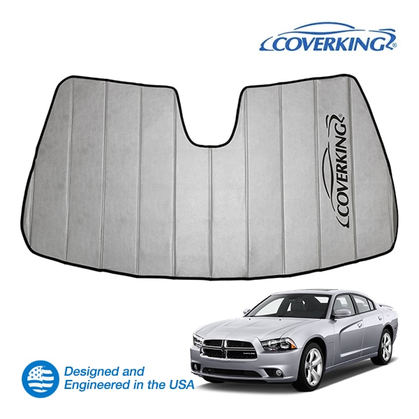 【CoverKing 正規品】専用設計 サンシェード シルバー 吸盤不要 折りたたみ式 3層構造 ケース付 11-14y ダッジ チャージャー カバーキング