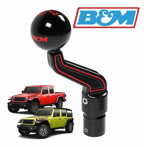 【B&M 正規品】ビレット エクステンド トランスファーケース ハンドル シフトノブ セット 81173 シフトレバー トランスファーレバー AT オートマ CNC アルミニウム製 ブラックアルマイト仕上げ ジープ JL ラングラー | JT グラディエーター AT車用