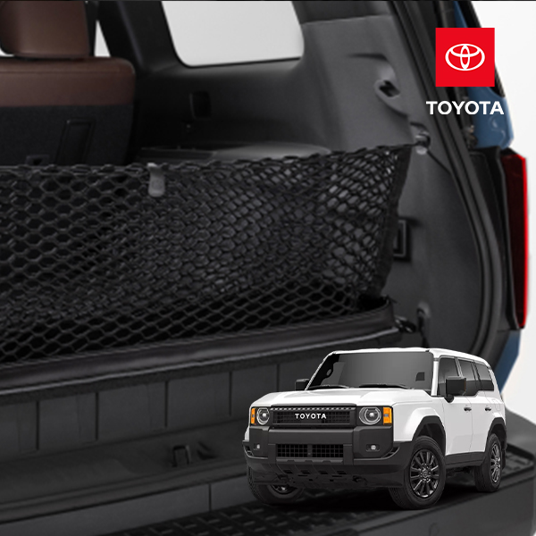 USトヨタ純正 リア カーゴネット ラゲッジネット トランクネット バーチカルタイプ ファスナー付 収納ケース一体型 フック付 荷物 固定 荷崩れ防止 TOYOTA ランドクルーザー 250 GDJ250W TRJ250W ランクル 250系