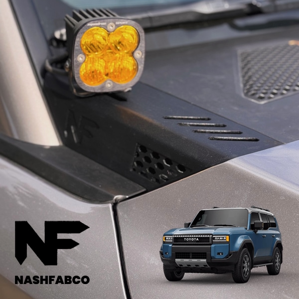 【NashFabCo 正規品】ディッチライトプレート ディッチライトブラケット 左右セット Aピラー CNC アルミニウム製 パウダーコート仕上げ マットブラック トヨタ ランドクルーザー 250 ランクル 250系