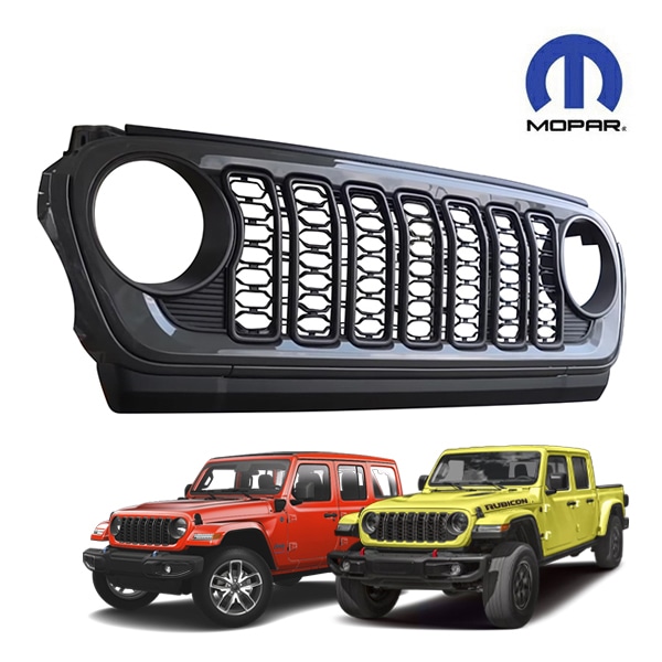 MOPAR純正 2024フェイス グリルキット フロントカメラ無しタイプ 未塗装 1台分 7pc セット ジープ JL ラングラー | JT グラディエーター モパー