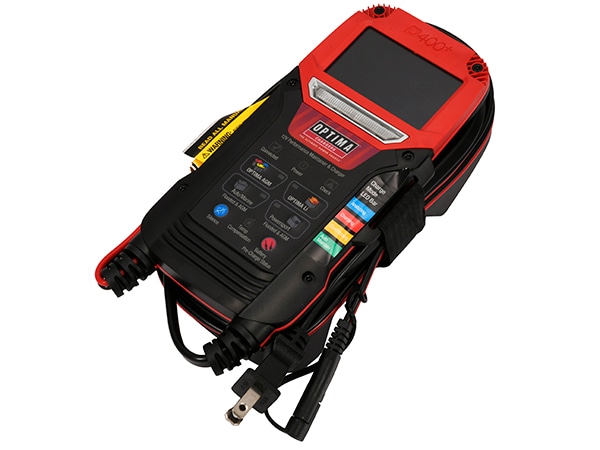 【OPTIMA 正規品】12V バッテリーチャージャー&メンテナー Digital 400+ AGM リチウムバッテリー対応 バッテリー充電器 滑り止めグリップ付 LED作業灯付 USB充電ポート付 12アンペア充電 逆流防止 過熱保護 オプティマ