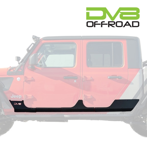 【DV8 OFFROAD 正規品】ロックスキン サイドシルガード サイドシルカバー SRGL-09 1台分 左右セット DV8ロゴ入 ブラックパウダーコート仕上げ スチール製 ジープ JT グラディエーター