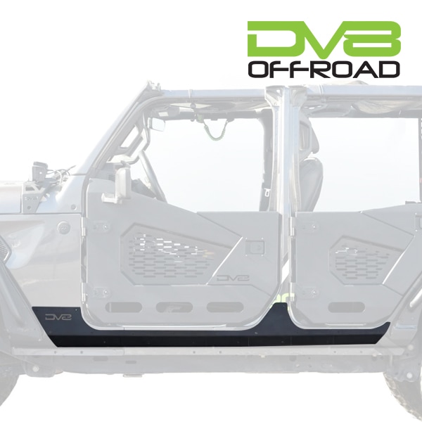 【DV8 OFFROAD 正規品】ロックスキン サイドシルガード サイドシルカバー SRJL-09 1台分 左右セット DV8ロゴ入 スチール製 ブラックパウダーコート仕上げ ジープ JL ラングラー 4ドア車用