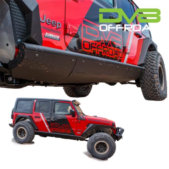 【DV8 OFFROAD 正規品】ボートサイド ロックスライダー SRJL-01 1台分 左右セット DV8ロゴ入 スチール製 パウダーコート仕上げ ジープ JL ラングラー 4ドア車用 4xe ルビコン392含む