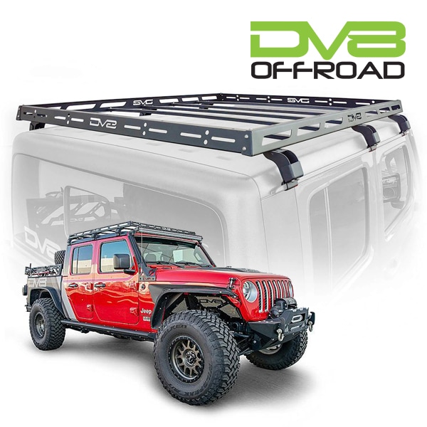 【DV8 OFFROAD 正規品】ルーフラック ルーフバスケット ルーフキャリア RRJL-02 DV8ロゴ入 スチール製 パウダーコート仕上げ マットブラック 内寸サイズ 156cm×130cm×2.5cm 耐荷重 90kg ジープ JL ラングラー 2ドア ハードトップ車用