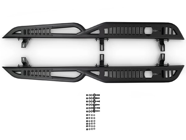 【DV8 OFFROAD 正規品】OE Plus サイドステップ チューブステップ SRJK-08 1台分 左右セット DV8ロゴ入 スチール製 ブラックパウダーコート仕上げ ジープ JK ラングラー アンリミテッド 4ドア車用