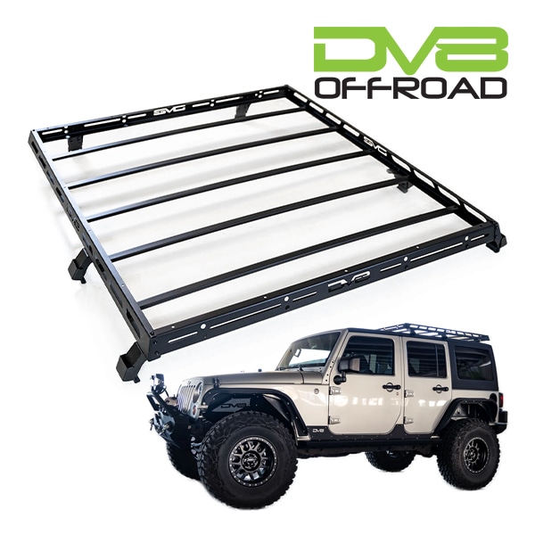 【DV8 OFFROAD 正規品】ルーフラック ハーフサイズ ルーフバスケット ルーフキャリア RRJK-04 DV8ロゴ入 スチール製 パウダーコート仕上げ マットブラック 耐荷重 約90kg ジープ JK ラングラー アンリミテッド 4ドア ハードトップ車用