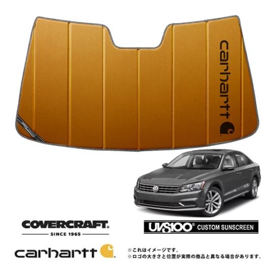 【CoverCraft 正規品】専用設計 サンシェード ブロンズ 吸盤不要 折りたたみ式 フォルクスワーゲン VW パサート パサートヴァリアント 3CCAX Carhartt カーハートコラボ仕様 カバークラフト［真夏もへたらない3層構造で断熱効果抜群］