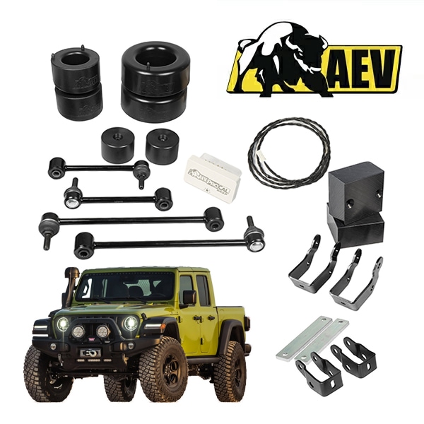 【AEV 正規品】リフトアップスペーサーキット N0921000AE 2インチアップ コイルスプリングスペーサー ショックエクステンション スタビライザーエンドリンク 交換パーツ一式 フロント リア 1台分 ジープ JT グラディエーター 左ハンドル/右ハンドル共通
