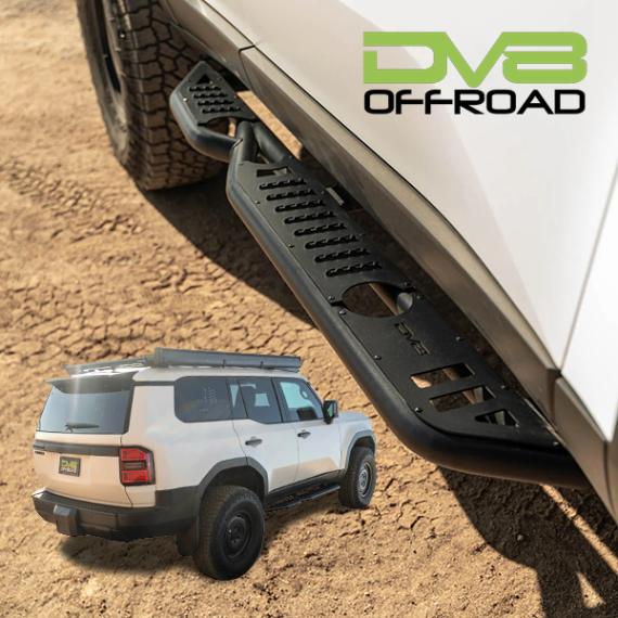 【DV8 OFFROAD 正規品】OE Plus サイドステップ チューブステップ SRTL4-01 1台分 左右セット DV8ロゴ入 スチール製 ブラックパウダーコート仕上げ トヨタ ランドクルーザー 250 ランクル 250系