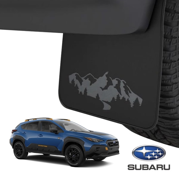 USスバル純正 マッドガード 泥除け マッドフラップ フロント リア 1台分 4枚セット ブラック Wilderness Editionロゴ入 ウィルダネス仕様 SUBARU クロストレック GU系 専用設計