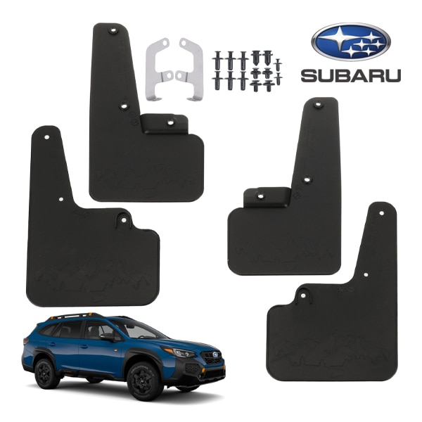 USスバル純正 マッドガード 泥除け マッドフラップ フロント リア 1台分 4枚セット ブラック Wilderness Editionロゴ入 ウィルダネス仕様 SUBARU レガシィアウトバック BT系 専用設計