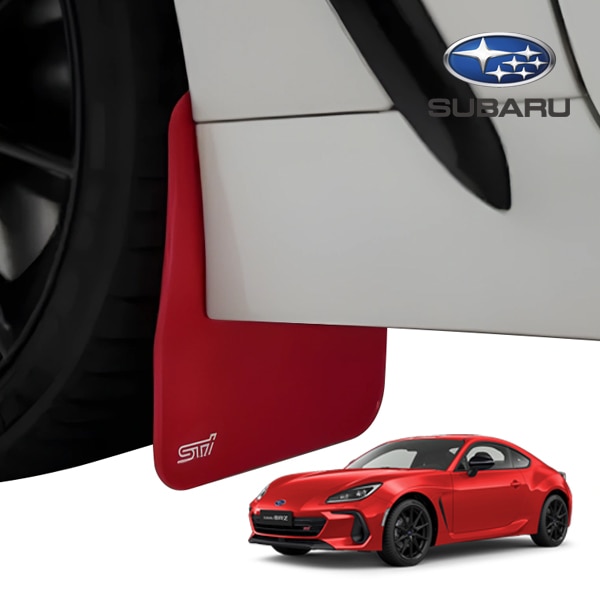 USスバル純正 マッドガード 泥除け マッドフラップ フロント リア 1台分 4枚セット チェリーレッド STiロゴ入 SUBARU BRZ ZD8 専用設計