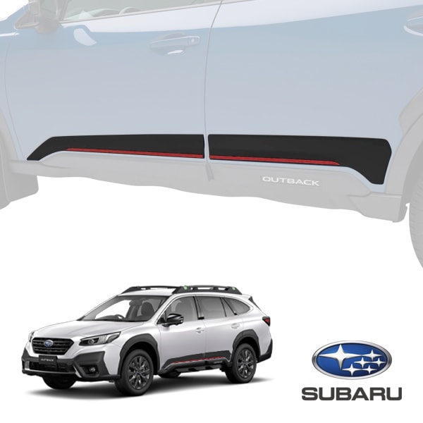 USスバル純正 サイドクラッディング Sports Orange Accent ドアガーニッシュ フロント リア 1台分 4枚セット ブラック SUBARU レガシィ アウトバック BT系