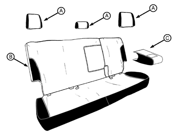 USスバル純正 リアシートカバー CROSSTREKロゴ入 2stシート 2列目 リアシート ヘッドレスト アームレスト セット 背もたれ 座面 前面ポリエステル製 背面ポリウレタン製 SUBARU クロストレック GU系 アームレスト付き車用