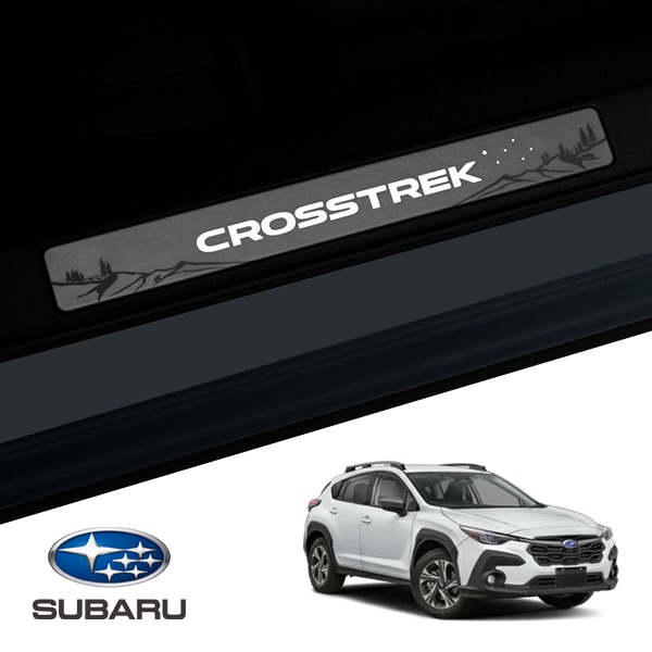 USスバル純正 サイドシルプレート 1台分 フロント 左右 2枚セット ドアシルプレート プロテクター CROSSTREKロゴ入 イルミネーション SUBARU クロストレック GU系