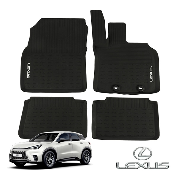 UKレクサス純正 ラバーマット ラバーフロアマット フロント リア 1台分 4枚セット LEXUSロゴ入 ブラック オールウェザー対応 LEXUS LBX 10系 右ハンドル車用