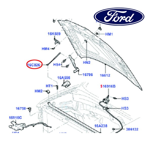 フォード純正 フロント ボンネットダンパー フードダンパー 右側 RH 助手席側 FL7Z16C826A リンカーン 07-17y ナビゲーター