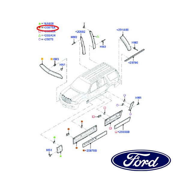 フォード純正 フロントドア アウターガーニッシュ モール 左側 LH 運転席側 未塗装 クロム 7L7Z7820879AJ 07-14y ナビゲーター