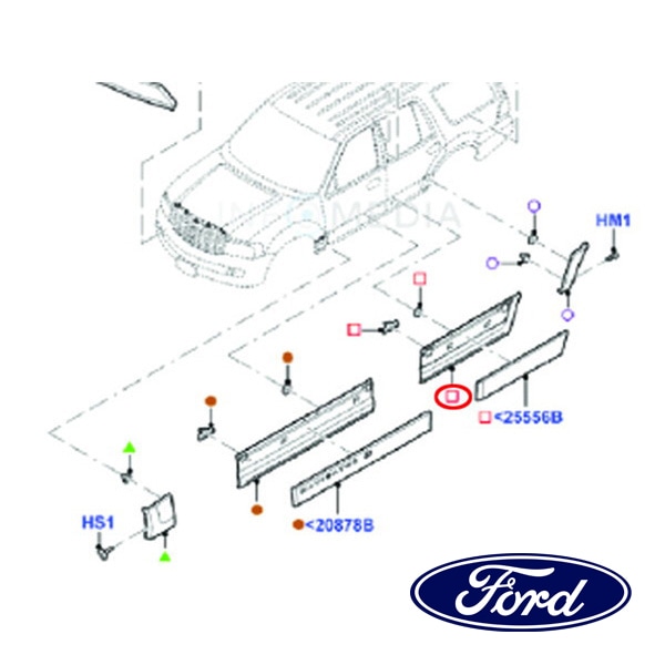 フォード純正 リアドア アウターガーニッシュ モール 右側 RH 助手席側 未塗装 7L7Z-7825556-AJ 07-14y ナビゲーター