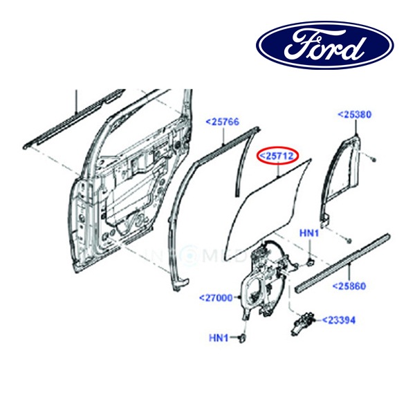 フォード純正 リアドアガラス 左側 LH 運転席側 7L1Z-7825713-B 07-17y ナビゲーター