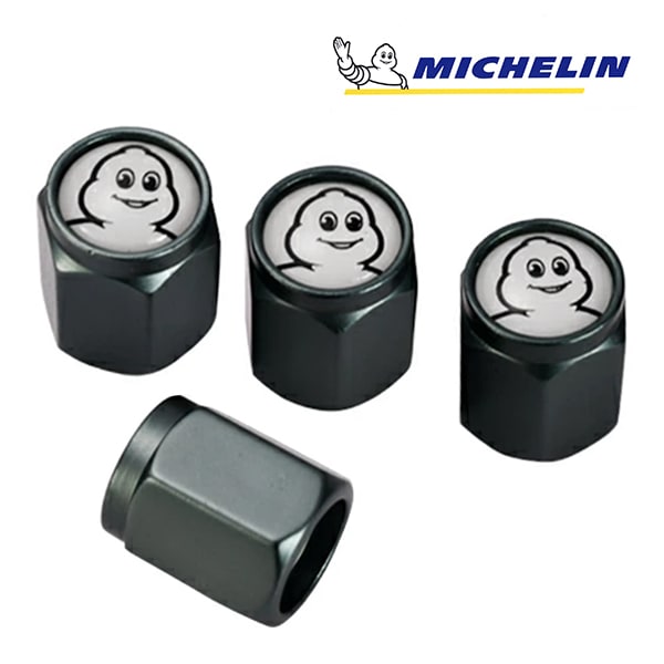 【MICHELIN 正規品】エアバルブキャップ 1台分 4個セット ガンメタ 取り付け簡単 カー用品 ミシュランマン ビバンダム ミシェラン エアーバルブ 汎用