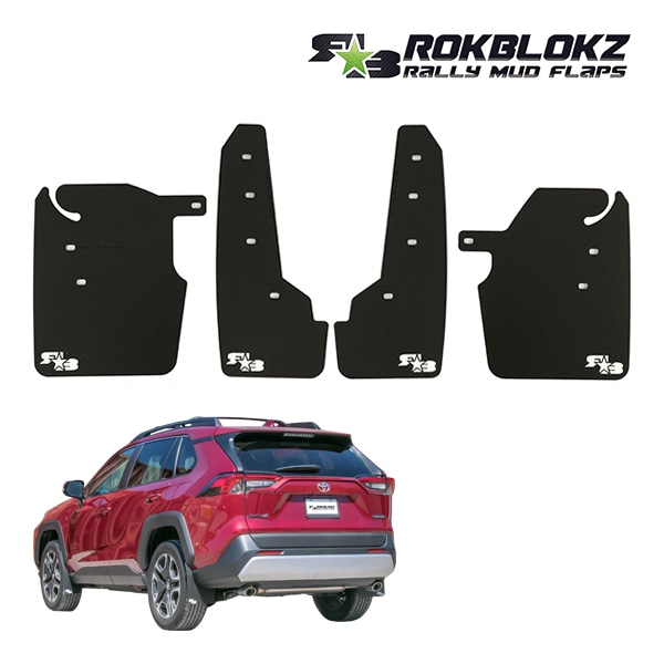 【ROKBLOKZ 正規品】マッドフラップ 泥除け マッドガード ブラック C061 フロント リア 1台分 4枚セット R★B ホワイトロゴ入 ポリウレタン製 トヨタ RAV4 50系 全グレード ロックブロック