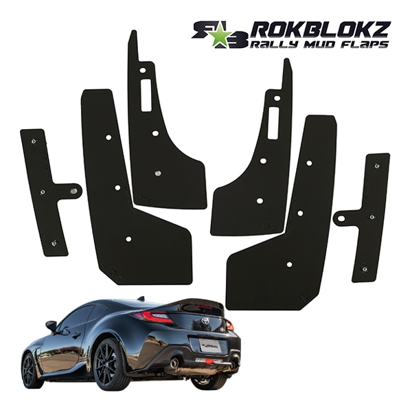 【ROKBLOKZ 正規品】スプラッシュガード 泥除け マッドガード ブラック C116X1 フロント リア 1台分 4枚セット R★B Laser Engravedロゴ入 ポリウレタン製 トヨタ GR86 ZN8 | スバル BRZ ZD8 ロックブロック