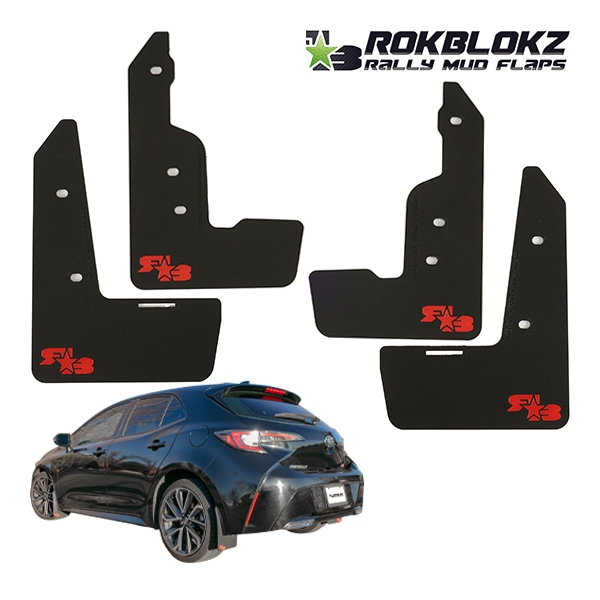 【ROKBLOKZ 正規品】マッドフラップ 泥除け マッドガード ブラック C084BX1 フロント リア 1台分 4枚セット R★B レッドロゴ入 ポリウレタン製 トヨタ カローラスポーツ 210系 NRE/ZWE/MZEA系 ロックブロック
