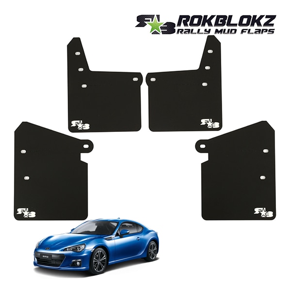 【ROKBLOKZ 正規品】マッドフラップ 泥除け マッドガード ブラック C045 フロント リア 1台分 4枚セット R★B ホワイトロゴ入 ポリウレタン製 トヨタ 86 ZN6 前期 | スバル BRZ ZC6 前期 ロックブロック