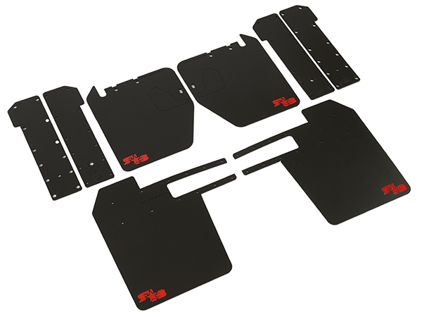 【ROKBLOKZ 正規品】クイックリリースマッドフラップ 泥除け マッドフラップ マッドガード ブラック T416 フロント リア 1台分 4枚セット R★B レッドロゴ入 ポリウレタン製 ジープ JL ラングラー ロックブロック