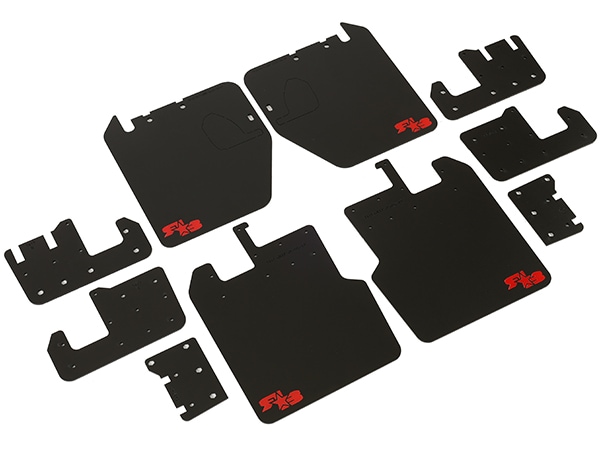【ROKBLOKZ 正規品】クイックリリースマッドフラップ 泥除け マッドフラップ マッドガード ブラック T417 フロント リア 1台分 4枚セット R★B レッドロゴ入 ポリウレタン製 ジープ JT グラディエーター ロックブロック