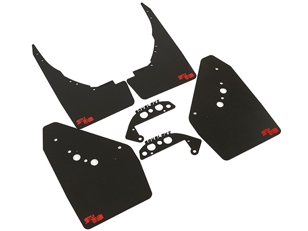 【ROKBLOKZ 正規品】ハイクリアランスマッドフラップ 泥除け マッドフラップ マッドガード ブラック T475 フロント リア 1台分 4枚セット R★B レッドロゴ入 ポリウレタン製 24y- トヨタ タコマ ロックブロック