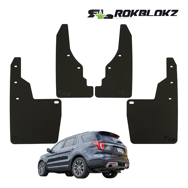 【ROKBLOKZ 正規品】マッドフラップ 泥除け マッドガード ブラック T430 フロント リア 1台分 4枚セット R★B ブラックロゴ入 ポリウレタン製 11-19y フォード エクスプローラー ロックブロック