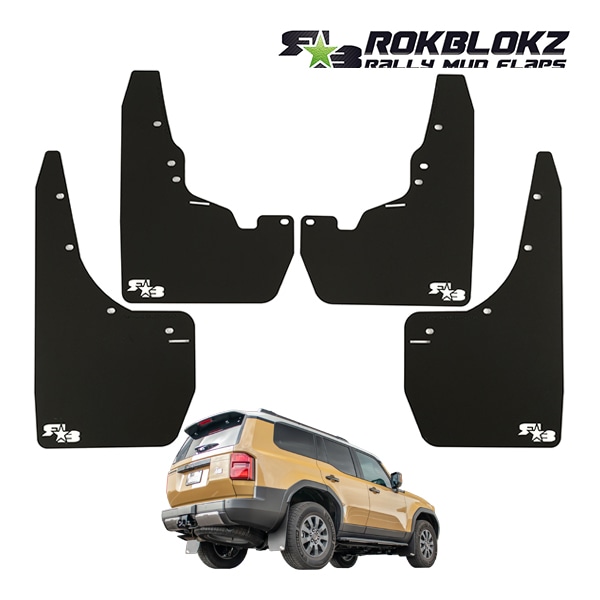 【ROKBLOKZ 正規品】マッドフラップ 泥除け マッドガード ブラック T481 フロント リア 1台分 4枚セット R★B ホワイトロゴ入 ポリウレタン製 トヨタ ランドクルーザー250 ランクル250系 ロックブロック