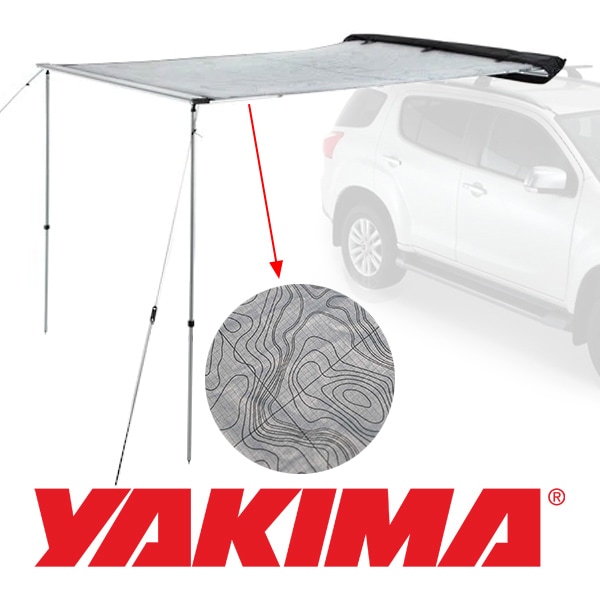 【YAKIMA 正規品】SlimShady スリムシャディーカーサイドオーニングキット マップデザイン 420Dポリコットン製 PUコーティング 防水 雨よけ サイズ 長約200cmx幅約250cm 重さ 約13kg ヤキマ