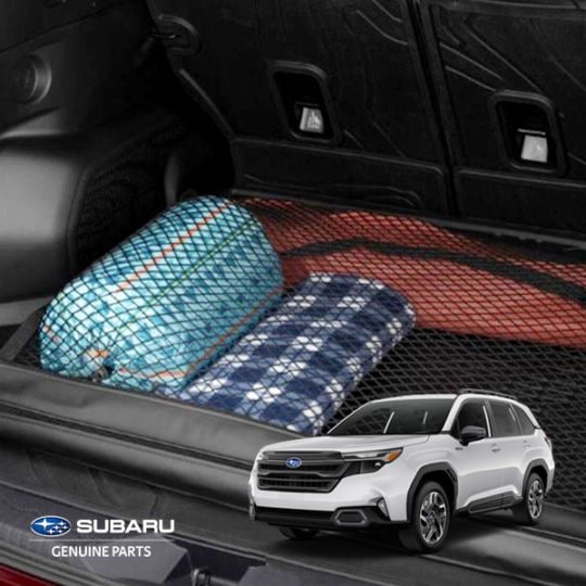 USスバル純正 SUBARU フォレスター SL系 令和7年4月-現行 カーゴネット ラゲッジネット トランクネット ファスナー付 袋タイプ 収納ケース一体型 フック付 荷物 固定 荷崩れ防止