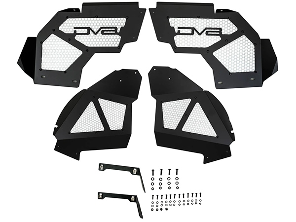 【DV8 OFFROAD 正規品】フロントインナーフェンダー フロント 左右セット DV8ロゴ入 アルミ製 メッシュパネル パウダーコート仕上げ ジープ JL ラングラー2ドア/4ドア | JT グラディエーター