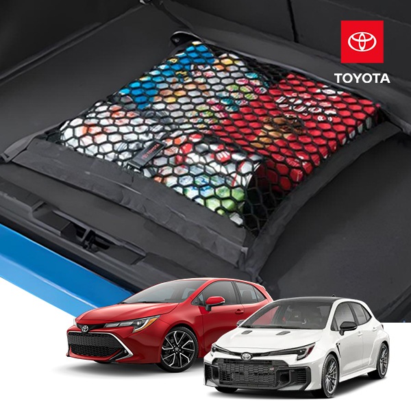 USトヨタ純正 カーゴネット ラゲッジネット トランクネット ファスナー付 袋タイプ 収納ケース一体型 フック付 サイズ 50×55cm 最大積載量 13.6kg 荷物 固定 荷崩れ防止 TOYOTA カローラスポーツ 210系 NRE/ZWE/MZEA | GRカローラ GZEA14H