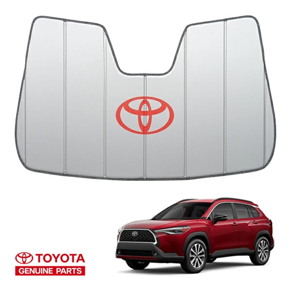 USトヨタ純正 専用設計 TOYOTAロゴ入 サンシェード 吸盤不要 折りたたみ式 ケース付 TOYOTA カローラクロス 10系 CoverCraft カバークラフト