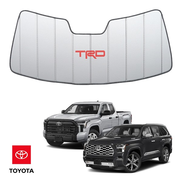 USトヨタ純正 専用設計 TRDロゴ入 サンシェード 吸盤不要 折りたたみ式 ケース付 TOYOTA 22y- タンドラ | 23y- セコイア CoverCraft カバークラフト